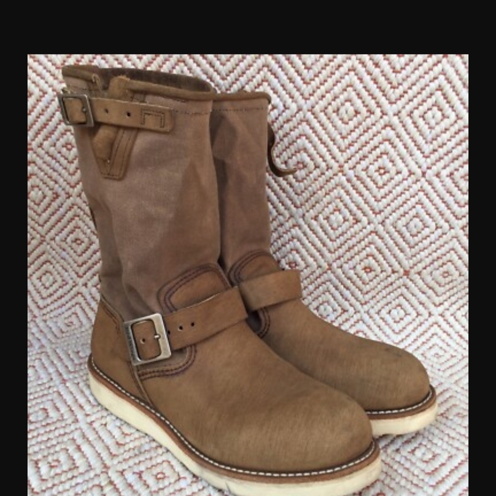 Redwing Engineer Waxed Canvas Boots